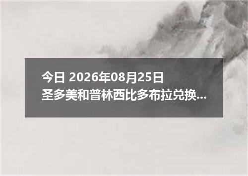 今日 2026年08月25日 圣多美和普林西比多布拉兑换人民币最新汇率行情