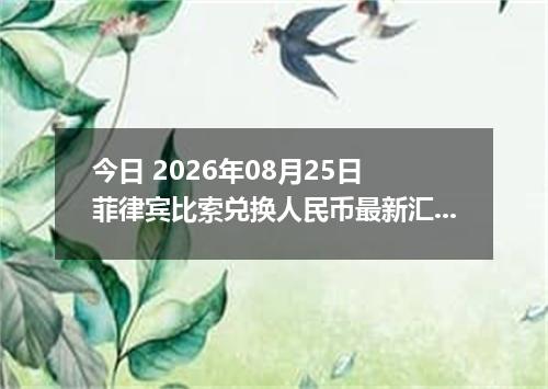 今日 2026年08月25日 菲律宾比索兑换人民币最新汇率行情